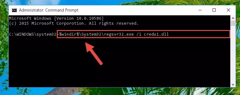 Deleting the Credui.dll library's problematic registry in the Windows Registry Editor