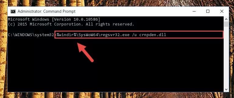 Reregistering the Crnpden.dll file in the system