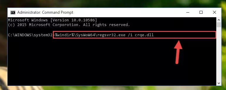 Uninstalling the damaged Crqe.dll file's registry from the system (for 64 Bit)