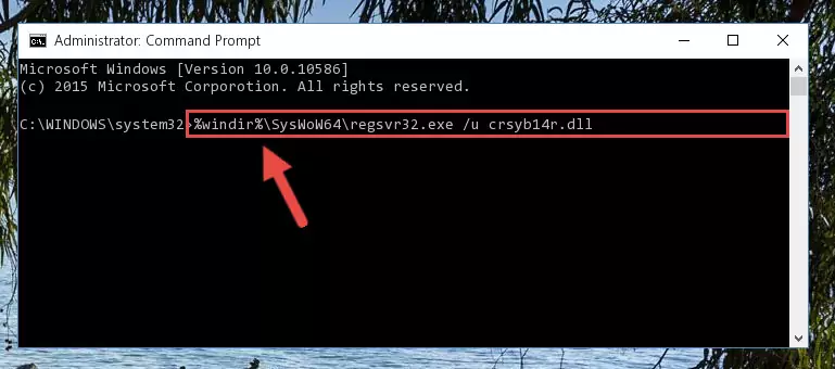 Reregistering the Crsyb14r.dll file in the system