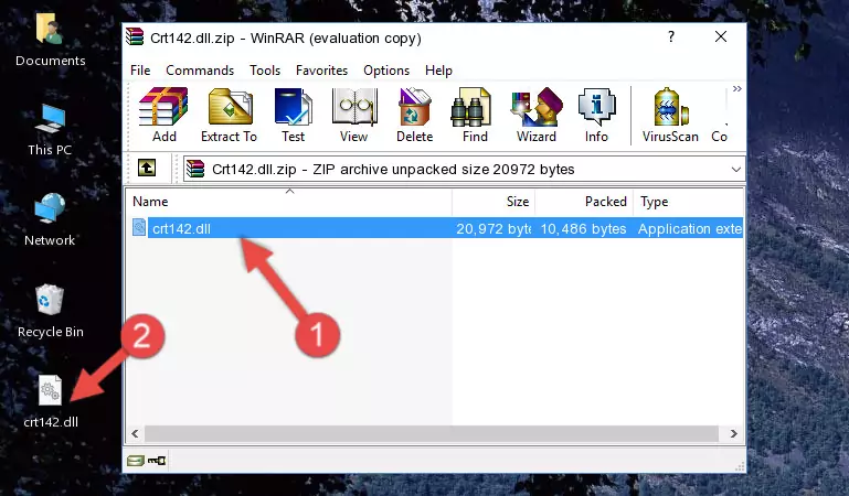 Copying the Crt142.dll file into the software's file folder