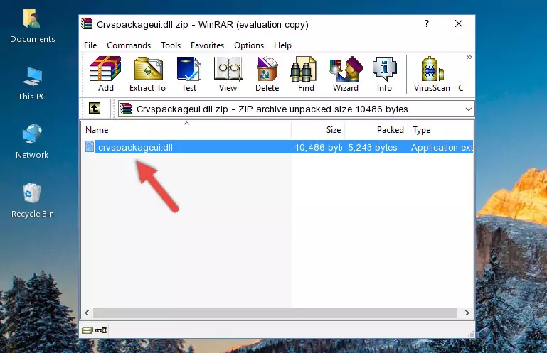Copying the Crvspackageui.dll file into the file folder of the software.