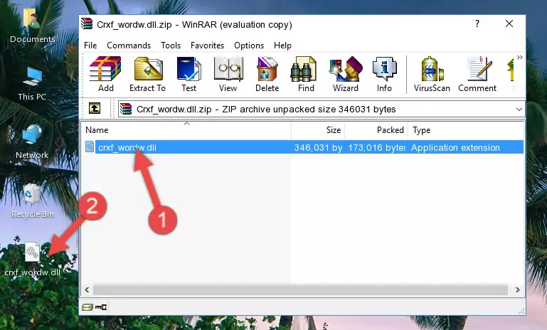 Copying the Crxf_wordw.dll file into the software's file folder