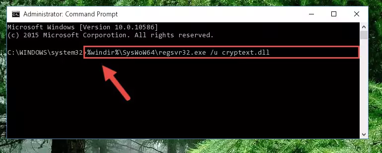Reregistering the Cryptext.dll library in the system