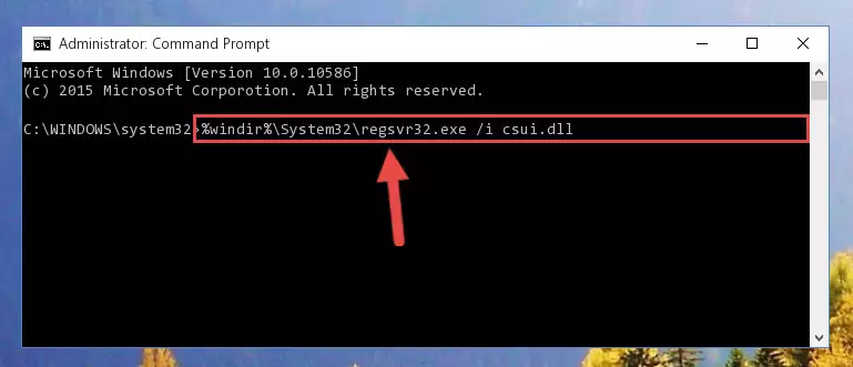 Uninstalling the Csui.dll file from the system registry
