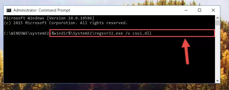 Reregistering the Csui.dll file in the system