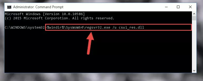 Creating a new registry for the Csui_res.dll library in the Windows Registry Editor