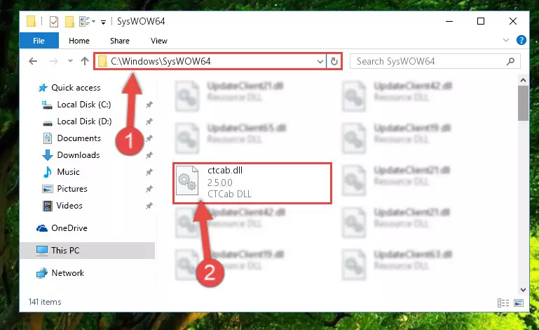 Copying the Ctcab.dll file to the Windows/sysWOW64 folder