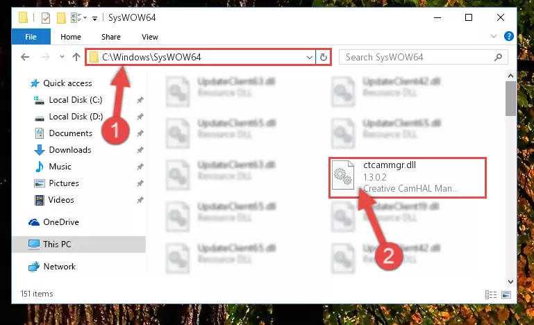 Pasting the Ctcammgr.dll file into the Windows/sysWOW64 folder