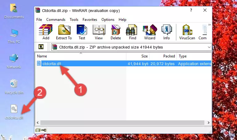 Pasting the Ctdcrita.dll file into the software's file folder