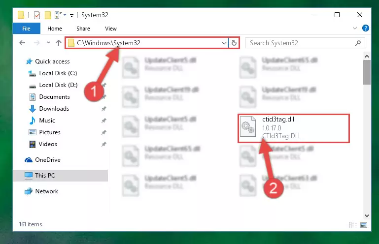 Copying the Ctid3tag.dll library into the Windows/System32 directory