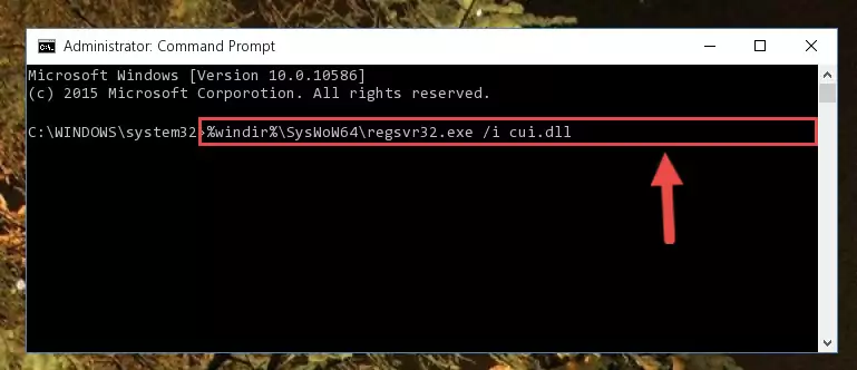 Uninstalling the damaged Cui.dll file's registry from the system (for 64 Bit)