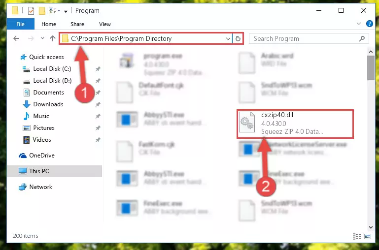 Uninstalling the damaged Cxzip40.dll library's registry from the system (for 64 Bit)
