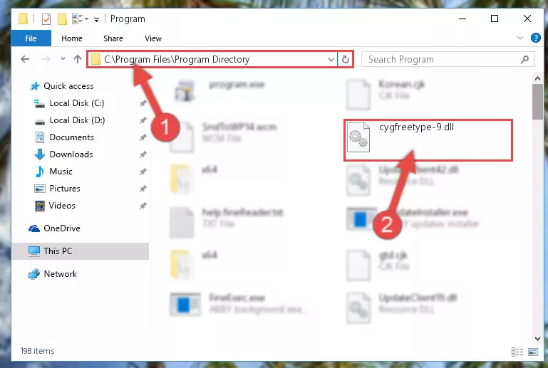 Uninstalling the damaged Cygfreetype-9.dll library's registry from the system (for 64 Bit)