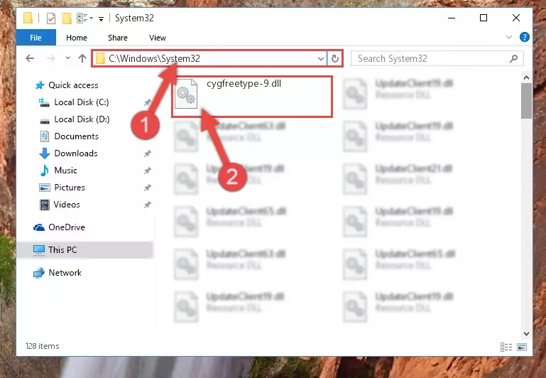 Copying the Cygfreetype-9.dll library into the Windows/System32 directory