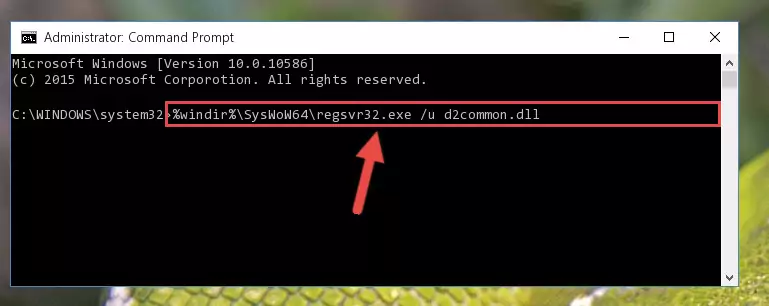 Reregistering the D2common.dll library in the system