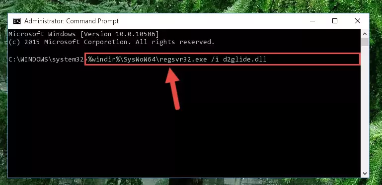 Uninstalling the damaged D2glide.dll file's registry from the system (for 64 Bit)