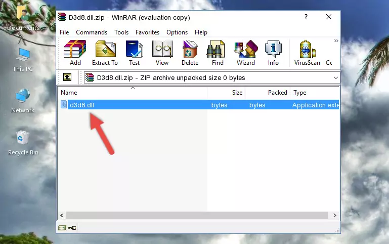 Pasting the D3d8.dll file into the software's file folder