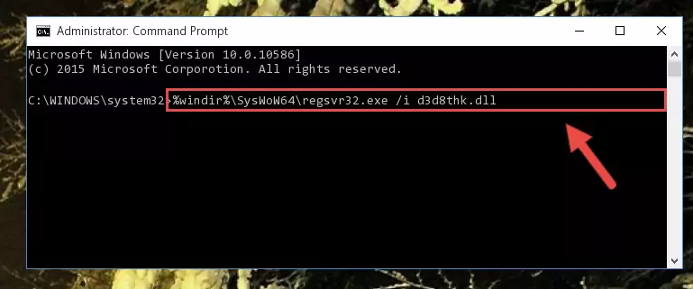 Deleting the D3d8thk.dll file's problematic registry in the Windows Registry Editor