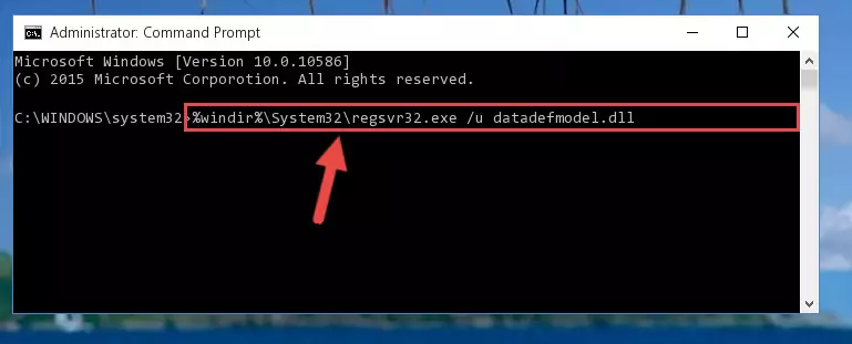 Reregistering the Datadefmodel.dll file in the system
