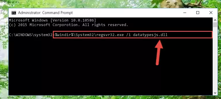 Uninstalling the Datatypesjs.dll library from the system registry
