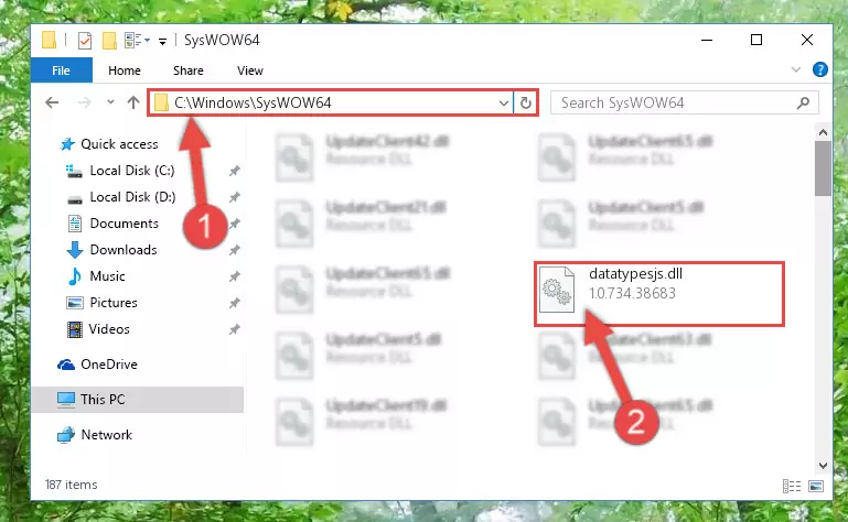 Extracting the Datatypesjs.dll library to the desktop