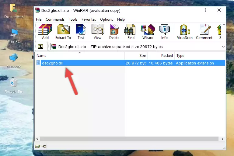 Pasting the Dec2gho.dll file into the software's file folder