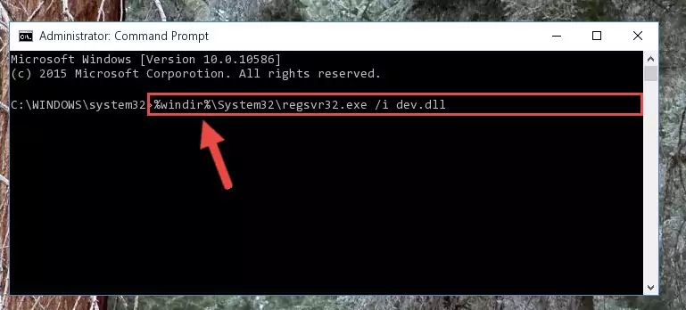 Deleting the damaged registry of the Dev.dll