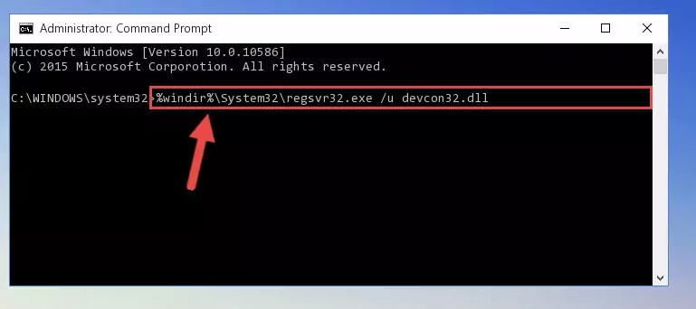 Creating a new registry for the Devcon32.dll library in the Windows Registry Editor
