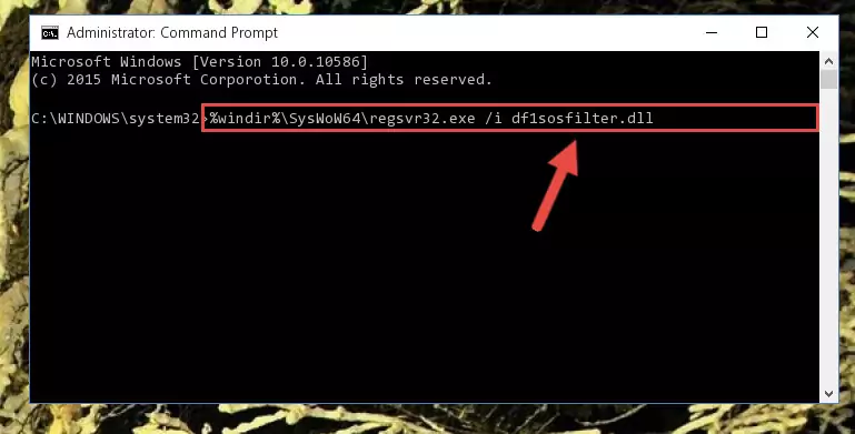 Deleting the Df1sosfilter.dll file's problematic registry in the Windows Registry Editor