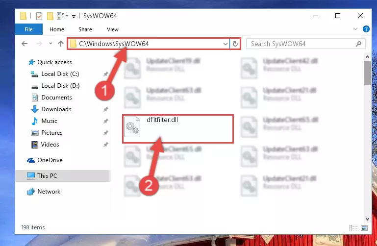 Copying the Df1tfilter.dll library to the Windows/sysWOW64 directory