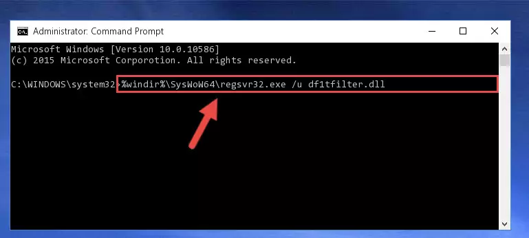 Creating a new registry for the Df1tfilter.dll library in the Windows Registry Editor