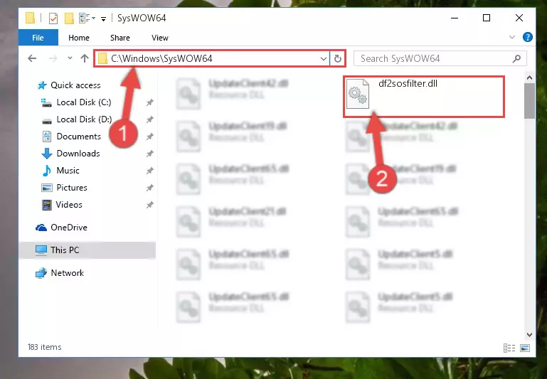 Extracting the Df2sosfilter.dll library to the desktop