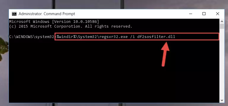 Uninstalling the Df2sosfilter.dll library from the system registry