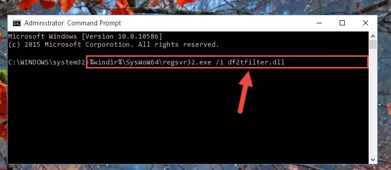 Deleting the Df2tfilter.dll library's problematic registry in the Windows Registry Editor
