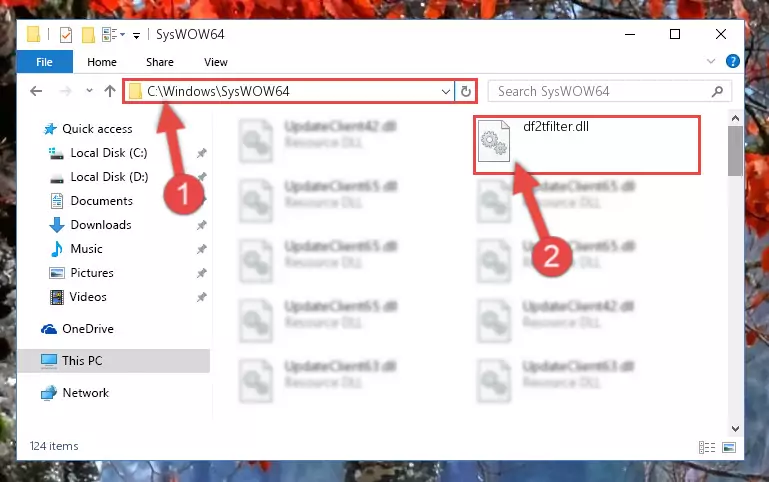 Pasting the Df2tfilter.dll library into the Windows/sysWOW64 directory