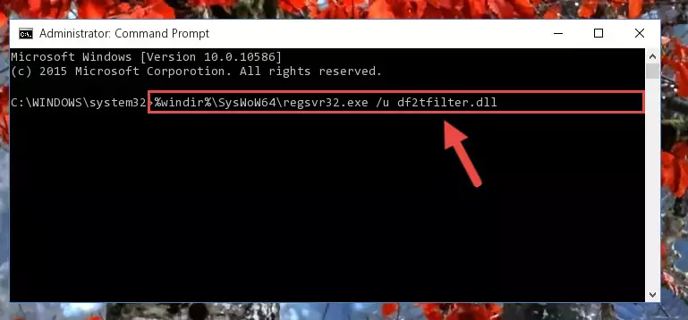 Reregistering the Df2tfilter.dll library in the system