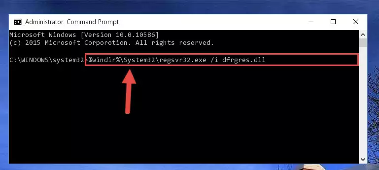 Deleting the Dfrgres.dll library's problematic registry in the Windows Registry Editor