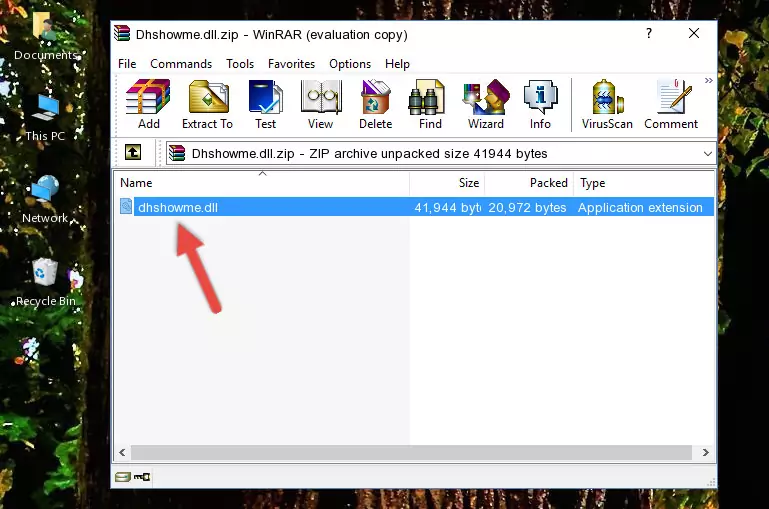 Copying the Dhshowme.dll file into the file folder of the software.