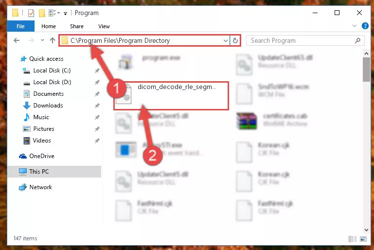 Uninstalling the Dicom_decode_rle_segment.dll library's problematic registry from Regedit (for 64 Bit)