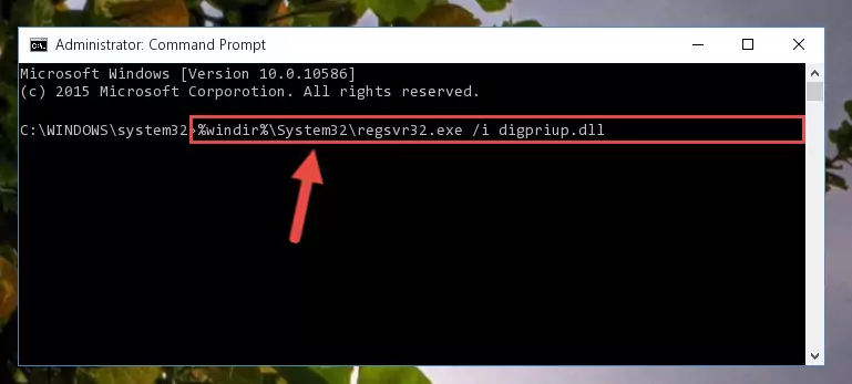 Cleaning the problematic registry of the Digpriup.dll library from the Windows Registry Editor