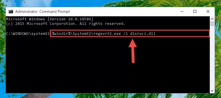 Deleting the damaged registry of the Disrvci.dll