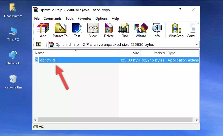 Pasting the Dphtml.dll file into the software's file folder