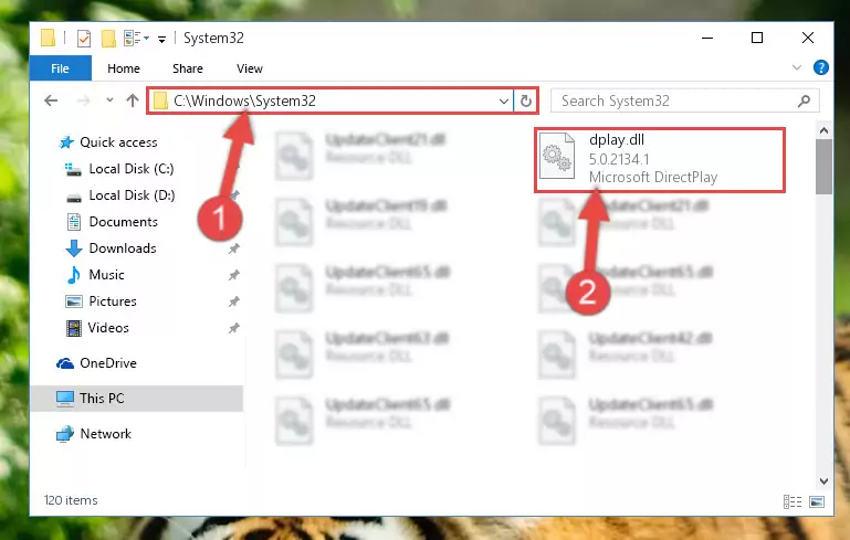 Copying the Dplay.dll file into the Windows/System32 folder