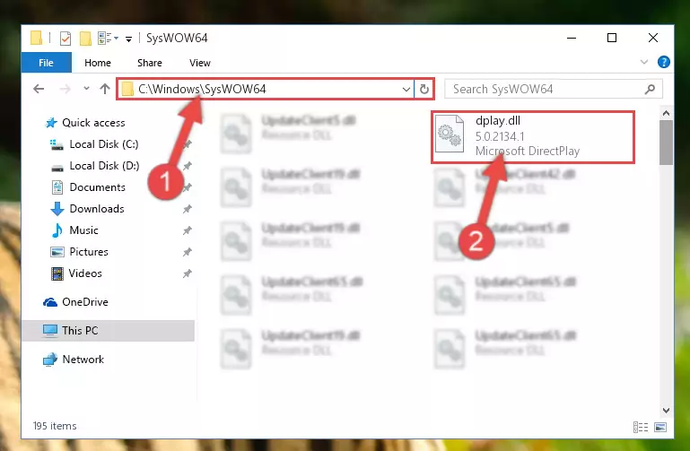 Copying the Dplay.dll file to the Windows/sysWOW64 folder