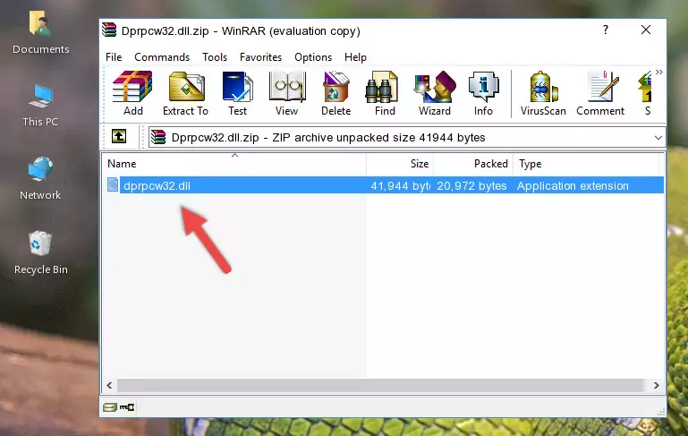 Copying the Dprpcw32.dll file into the software's file folder
