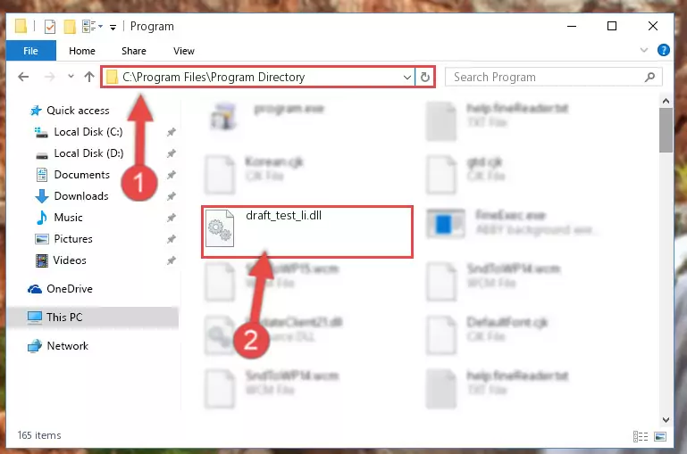 Choosing the Draft_test_li.dll library