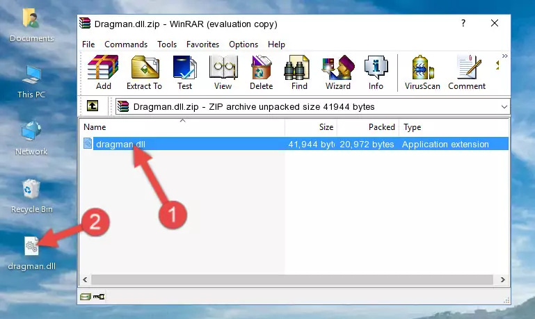 Copying the Dragman.dll file into the software's file folder