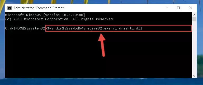 Uninstalling the damaged Drishti.dll library's registry from the system (for 64 Bit)