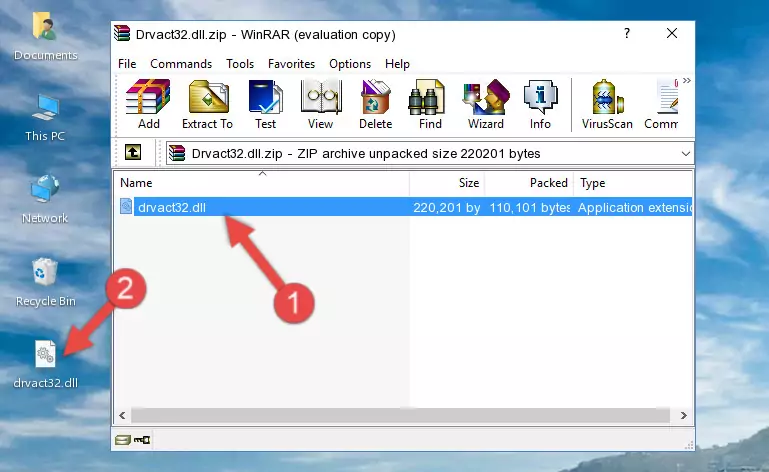 Copying the Drvact32.dll file into the file folder of the software.